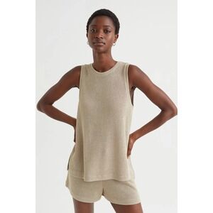H M Knit Vest Sleeveless Crew Neck Slim Fit Beige Women Size L